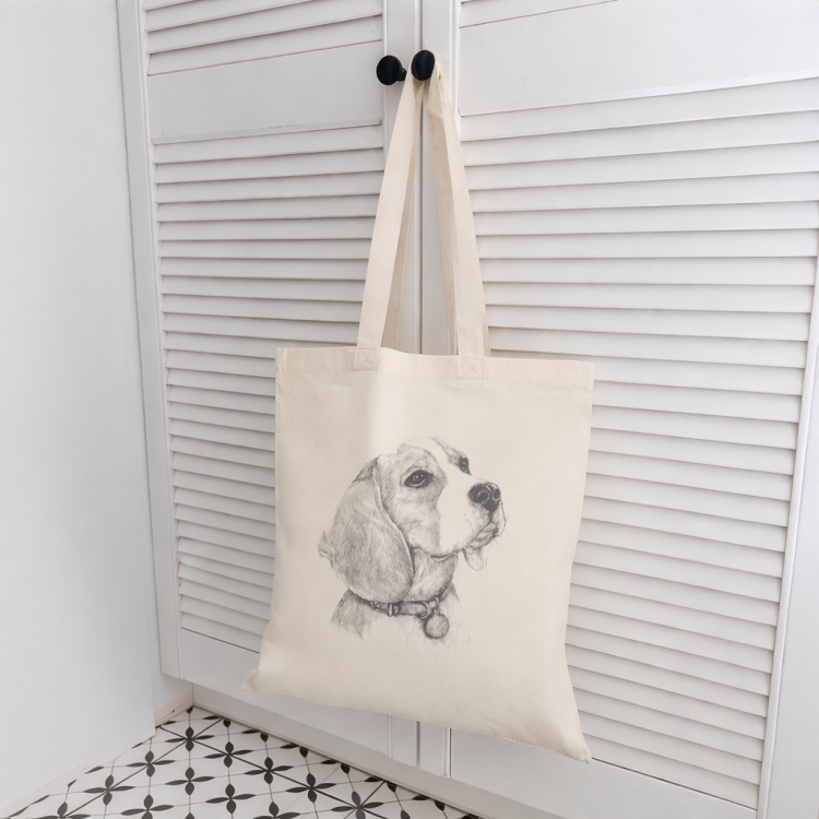 Torba bawełniana PIES 38x42cm z długim uchem RAVI